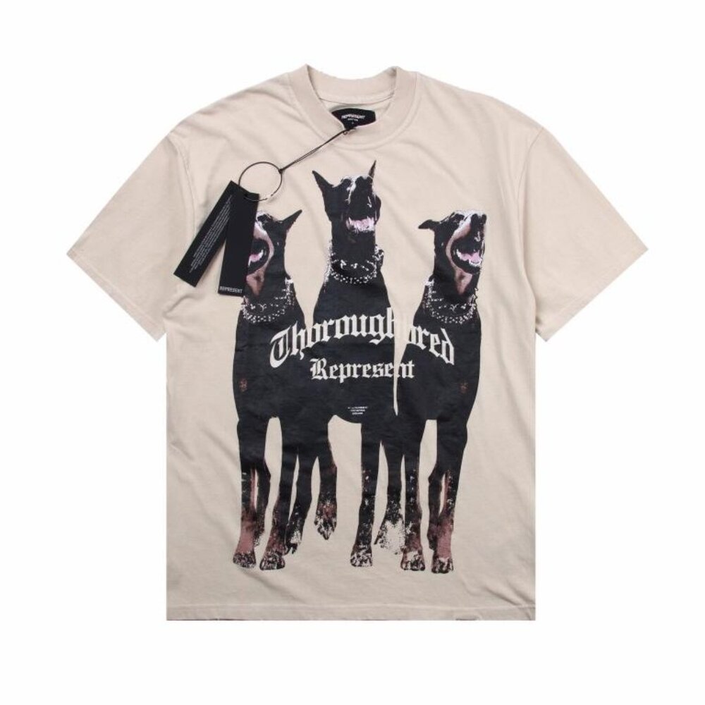 Represent Doberman Distressed Washed Print Short Sleeves